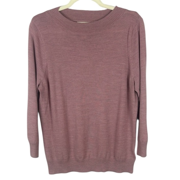 Cynthia Rowley 100% Extra Fine Merino Wool Pink Crew Neck Sweater Knit Size L - Picture 1 of 10